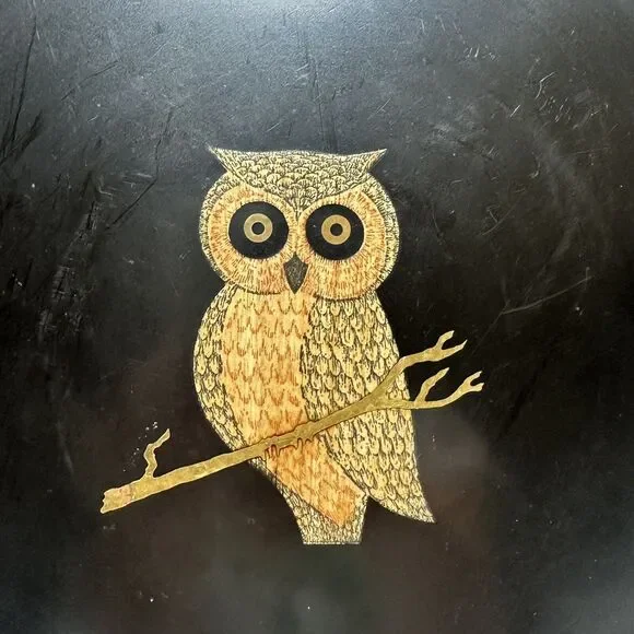 Vintage Couroc of Monterey MCM Owl Tray Mid Century Modern 10.5 Inch Diam 1960s - Picture 10 of 10